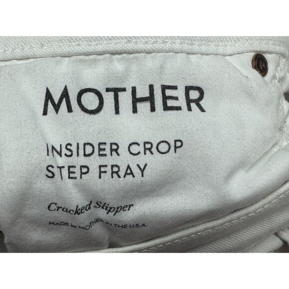 Mother Women's Distressed Insider Crop Step Fray White Denim Jeans - 26 (27x26) - Picture 7 of 9